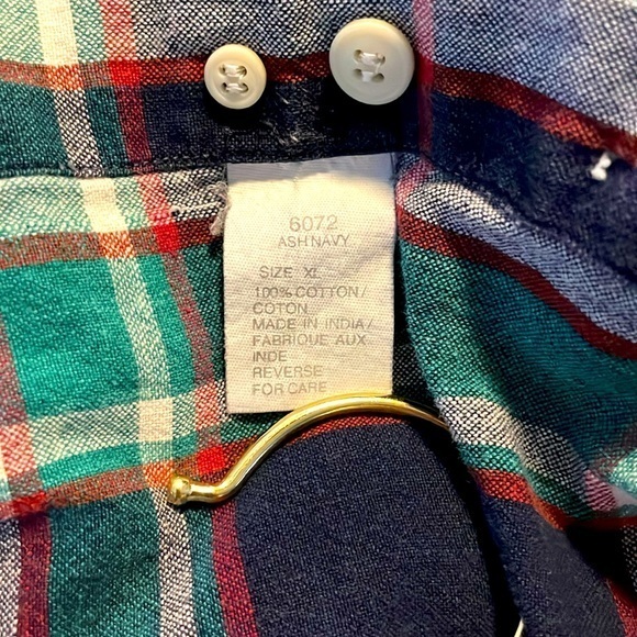 Woolrich Vintage Green‎ Navy Red Plaid Short Sleeve Button Down Size XL - Picture 6 of 7